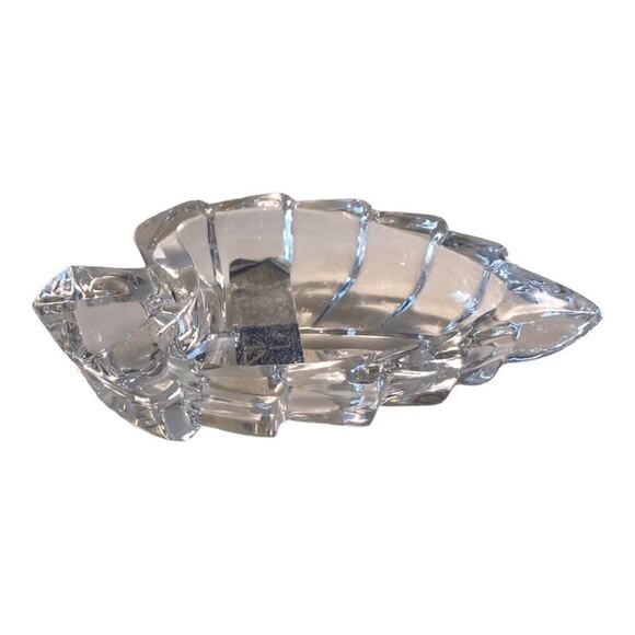 Vintage Lead Clear Leaf Crystal Dish by Zajecar - Candy, Trinkets or Jewelry - Picture 1 of 4